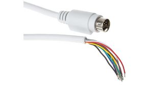 Mini-DIN-kabel DIN 9-polig kontakt - Frilagda ändar 2m Vit
